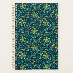 Vintage-style blue color botanical pattern planne planner