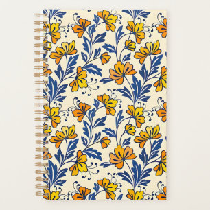 Vintage-style blue color botanical pattern planne planner