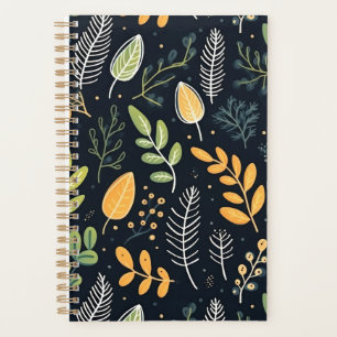 Vintage-style blue color botanical pattern planne planner