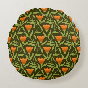 Vintage-style blue color botanical pattern  round cushion