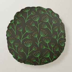 Vintage-style blue color botanical pattern round cushion
