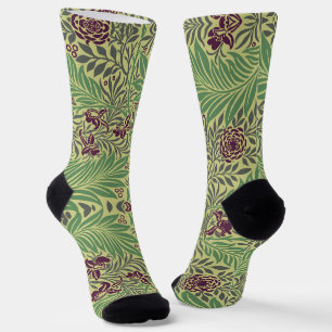 Vintage-style blue color botanical pattern socks