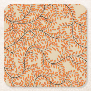 Vintage-style blue color botanical pattern square paper coaster