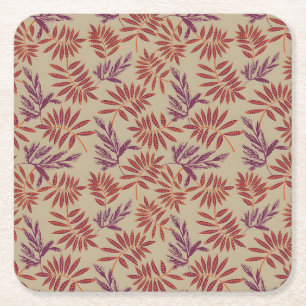 Vintage-style blue color botanical pattern square paper coaster