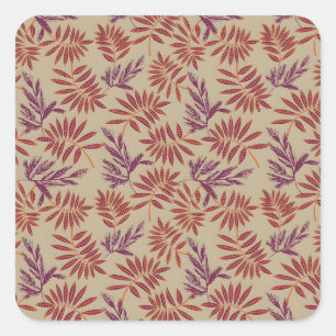 Vintage-style blue color botanical pattern square sticker