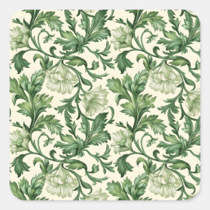 Vintage-style blue color botanical pattern  square sticker