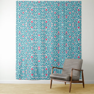 Vintage-style blue color botanical pattern tapest tapestry
