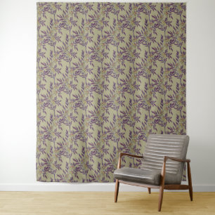 Vintage-style blue color botanical pattern tapest tapestry