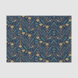 Vintage-style blue color botanical pattern tissue paper