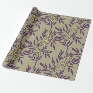Vintage-style blue color botanical pattern  wrappi wrapping paper