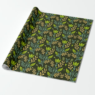 Vintage-style blue color botanical pattern wrappi wrapping paper