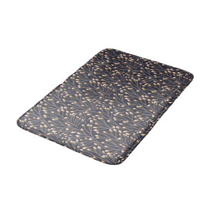 Vintage-style blue colour botanical pattern bath mat