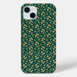 Vintage-style blue colour botanical pattern Case- iPhone 15 Mini Case