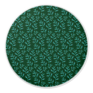 Vintage-style blue colour botanical pattern  ceram ceramic knob