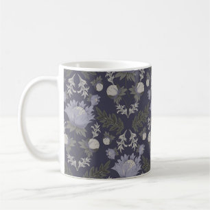 Vintage-style blue colour botanical pattern coffe coffee mug