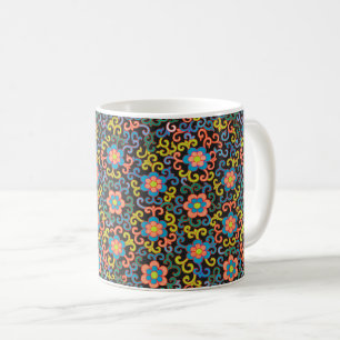 Vintage-style blue colour botanical pattern coffe coffee mug