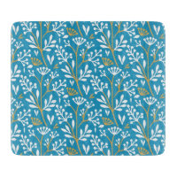 Vintage-style blue colour botanical pattern cutti