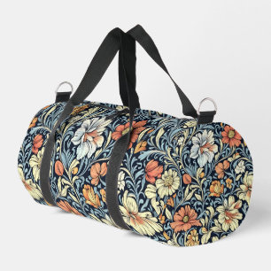 Vintage-style blue colour botanical pattern  duffl duffle bag