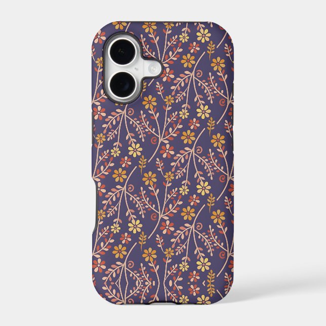 Vintage-style blue colour botanical pattern  iPhon (Back)