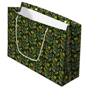 Vintage-style blue colour botanical pattern  large gift bag