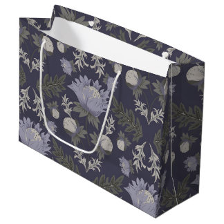 Vintage-style blue colour botanical pattern large gift bag
