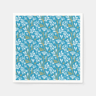 Vintage-style blue colour botanical pattern napki napkin