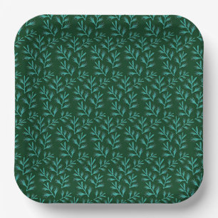 Vintage-style blue colour botanical pattern paper plate