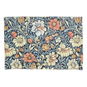 Vintage-style blue colour botanical pattern  pillo pillowcase