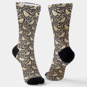 Vintage-style blue colour botanical pattern socks