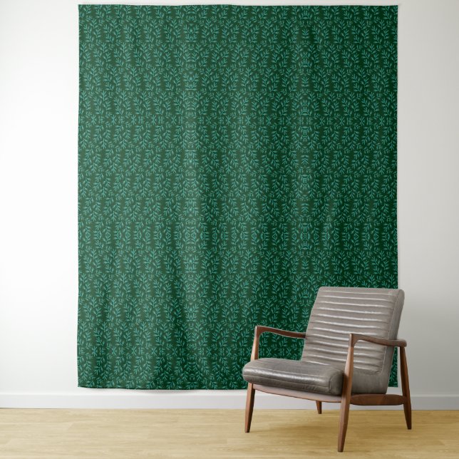 Vintage-style blue colour botanical pattern  tapes tapestry (In Situ)