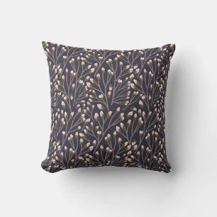 Vintage-style blue colour botanical pattern  throw cushion