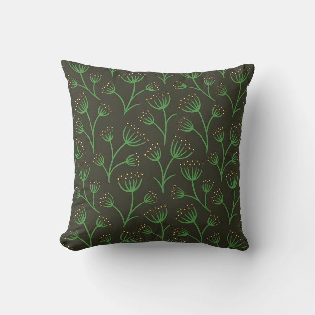 Vintage-style blue colour botanical pattern  throw cushion (Front)