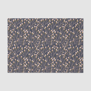 Vintage-style blue colour botanical pattern tissu tissue paper