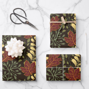 Vintage-style blue colour botanical pattern wrapp wrapping paper sheet