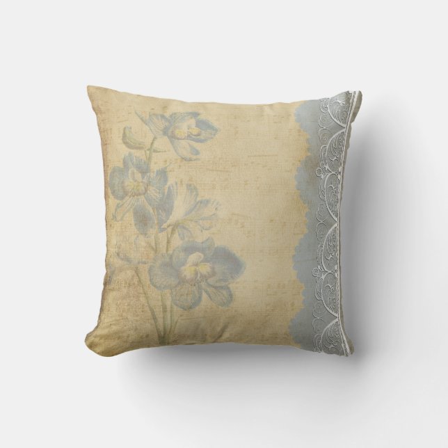 Vintage Style Blue & Cream Cushion (Front)