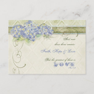 Vintage Style Blue Hydrangea Floral Swirl Damask RSVP Card