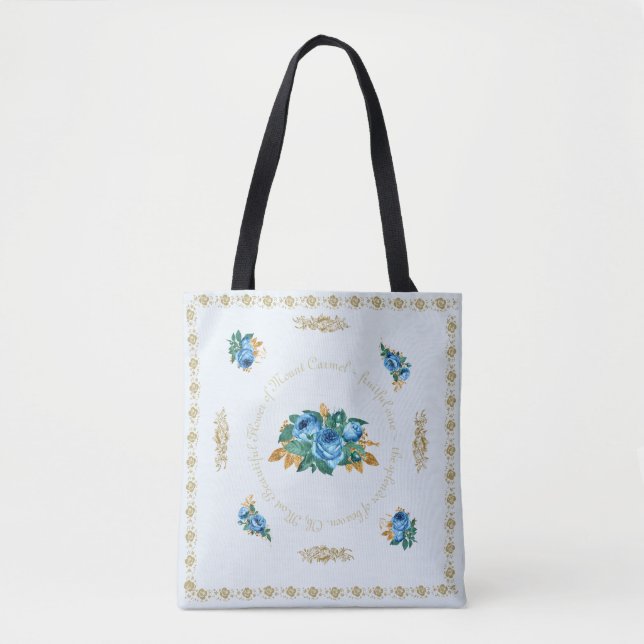 Vintage Style Blue Rose Tote Bag (Front)