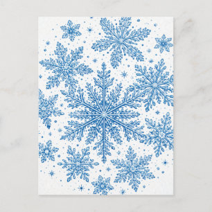 Vintage-Style Blue Snowflake Postcard