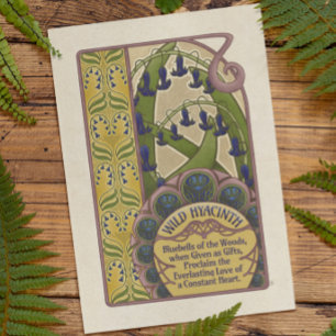 Vintage Style Bluebell Flowers- Blue Card
