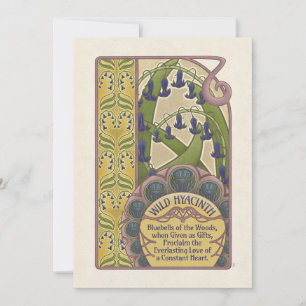 Vintage Style Bluebell Flowers- Pink Card 