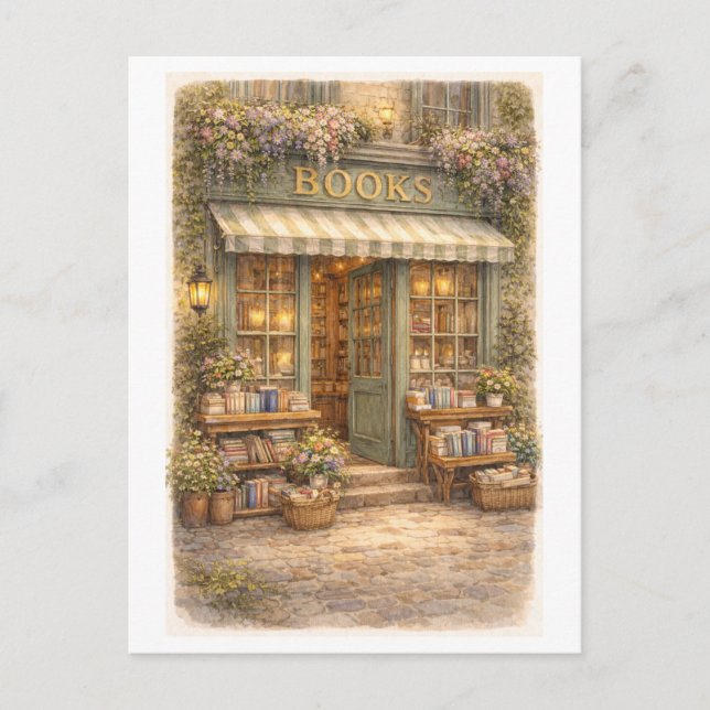 Vintage-Style Bookstore  Postcard (Front)
