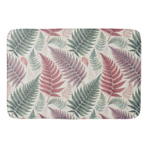 Vintage-style botanical fern leaves bath mat