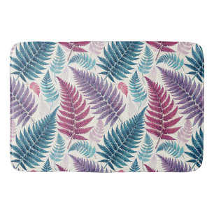 Vintage-style botanical fern leaves bath mat