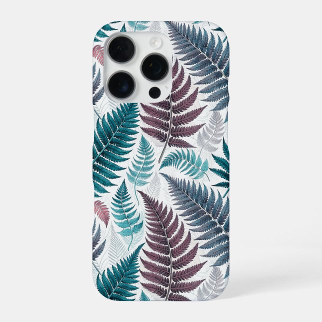Vintage-style botanical fern leaves iPhone case (Back)