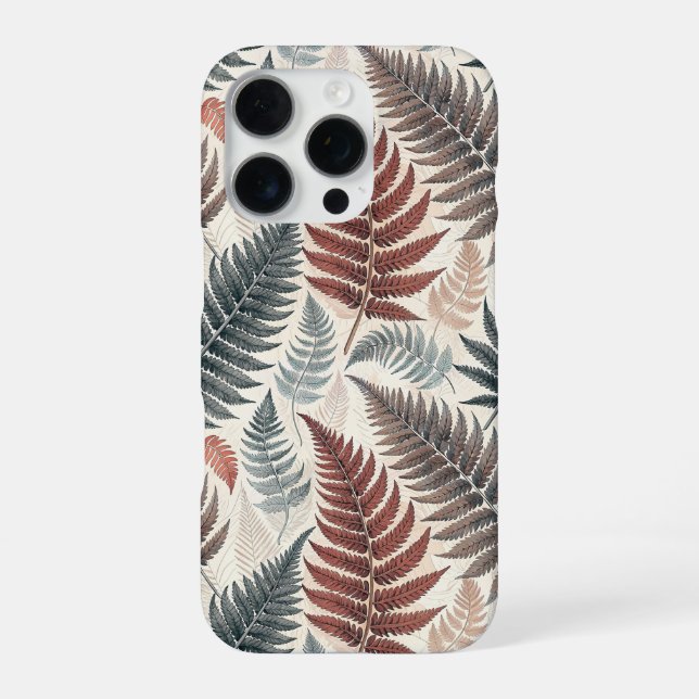 Vintage-style botanical fern leaves iPhone case (Back)