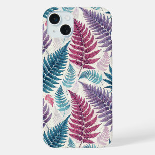 Vintage-style botanical fern leaves iPhone 15 plus case