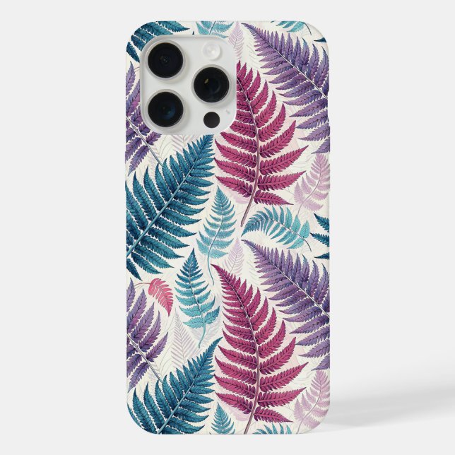 Vintage-style botanical fern leaves iPhone case (Back)