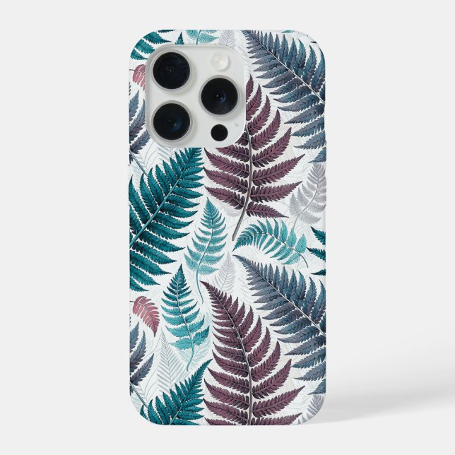 Vintage-style botanical fern leaves iPhone case (Back)