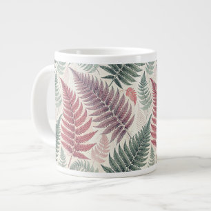 Vintage-style botanical fern leaves large coffee mug