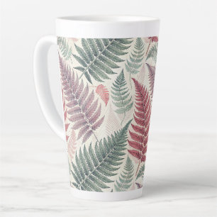 Vintage-style botanical fern leaves latte mug